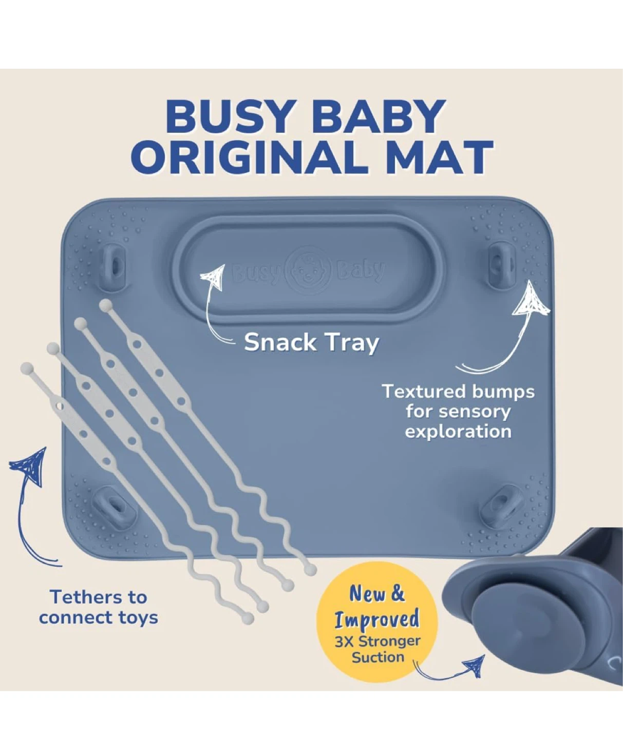 NEW Busy Baby Original Mat Placemat & Tether System