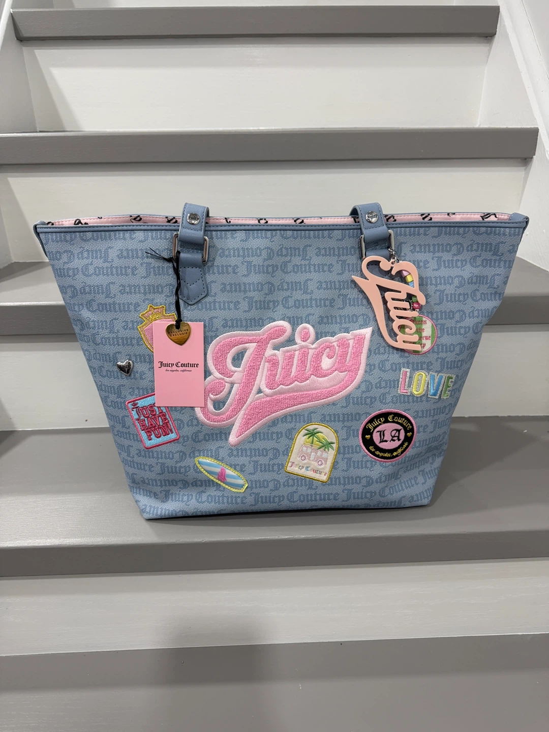 Juicy Couture "The World" Tote Bag - Dusty Blue
