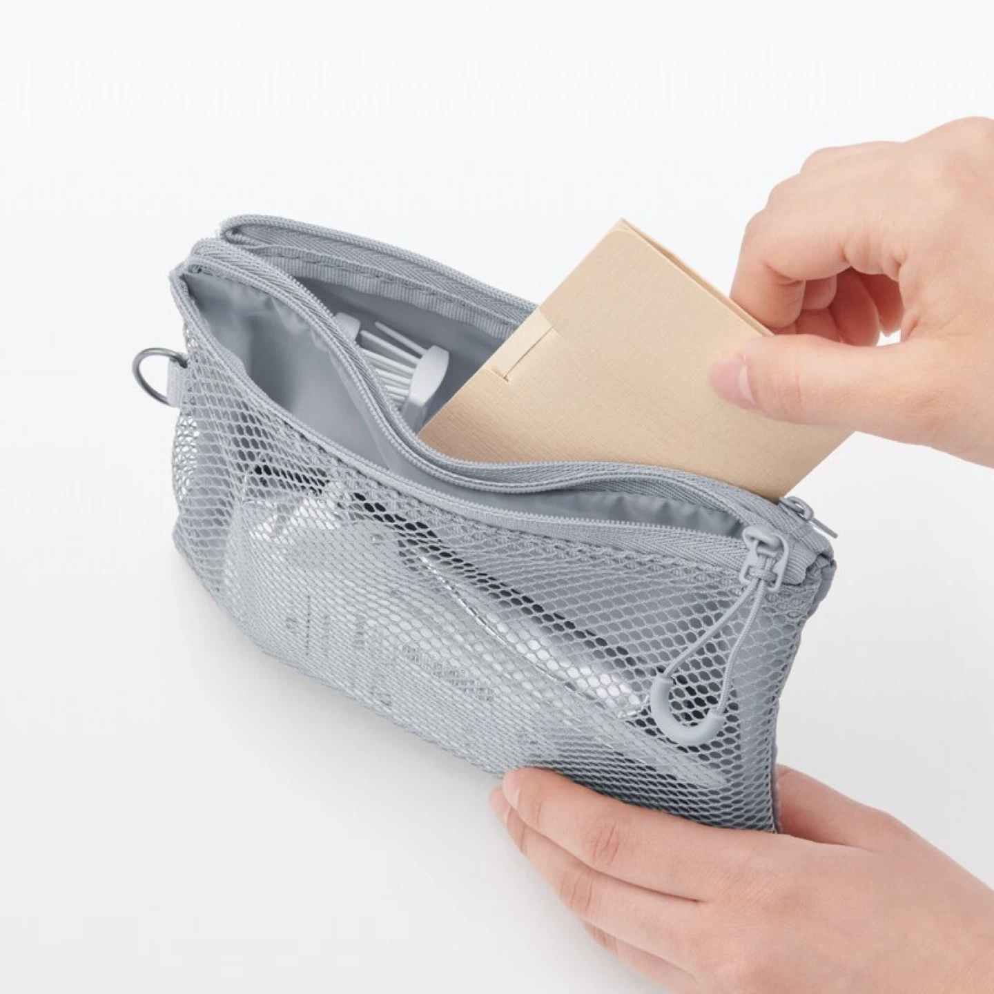 Muji Polyester Two Zipper Case_Medium_Gray_NWT - photo 4