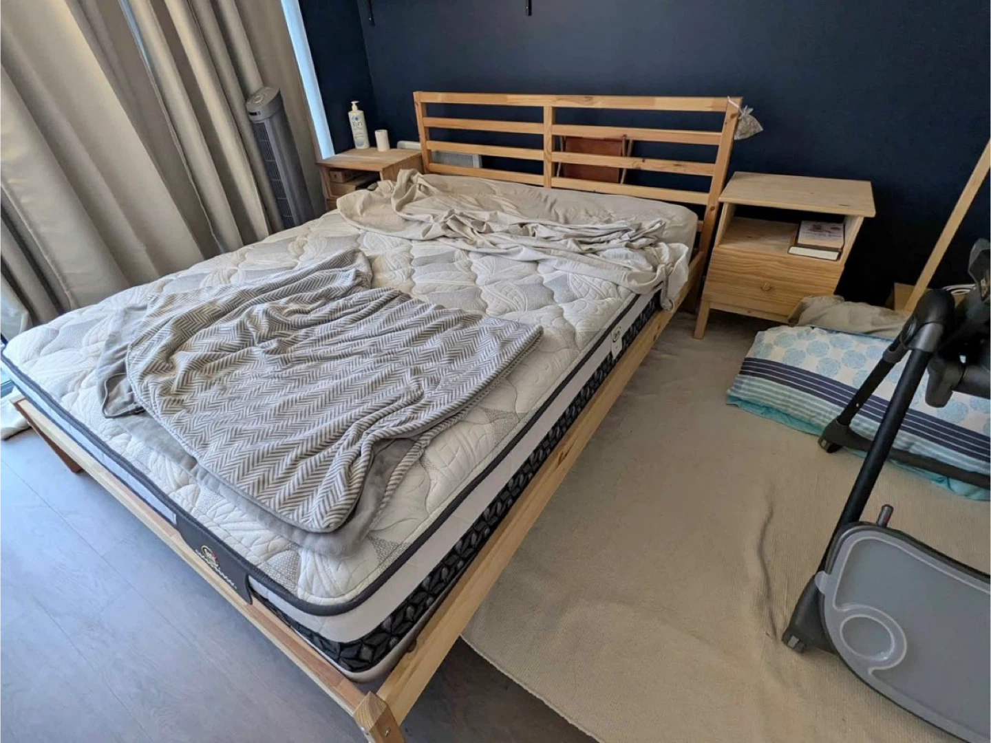 Ikea Queen pine wood bed frame *Free Delivery