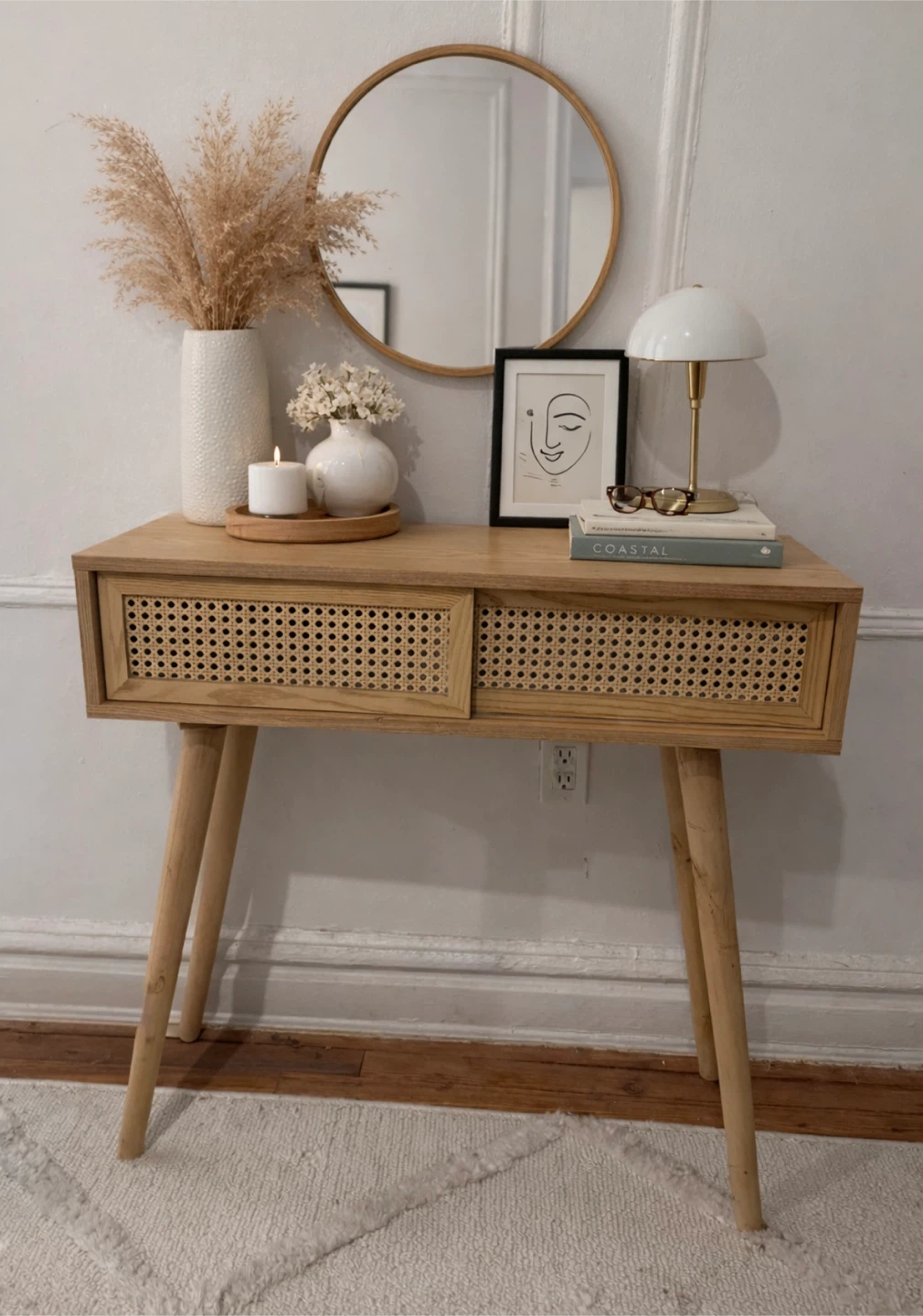 Modern Boho Rattan Console / Entryway Table