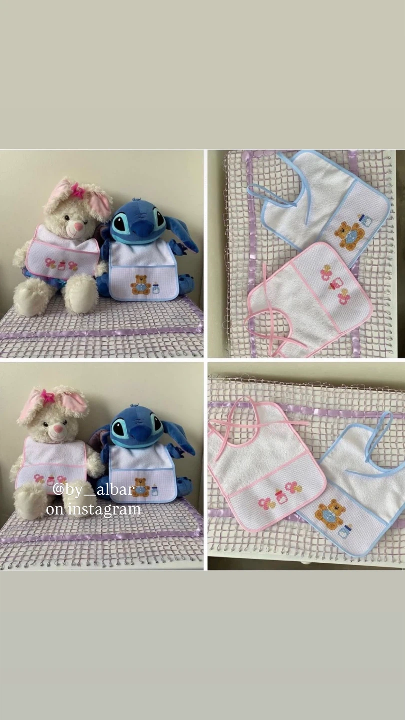 Custom handmade cross stitch Baby Bibs