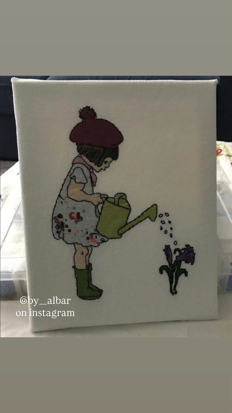 Handmade custom Framed Cross-Stitch Art