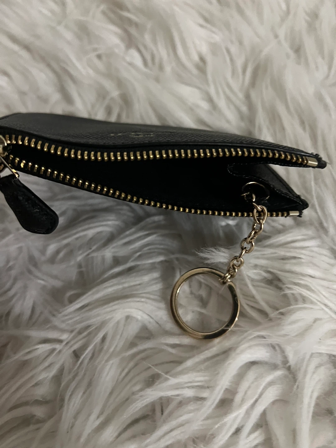 Coach Black Leather Coin Pouch with Keychain - photo 3