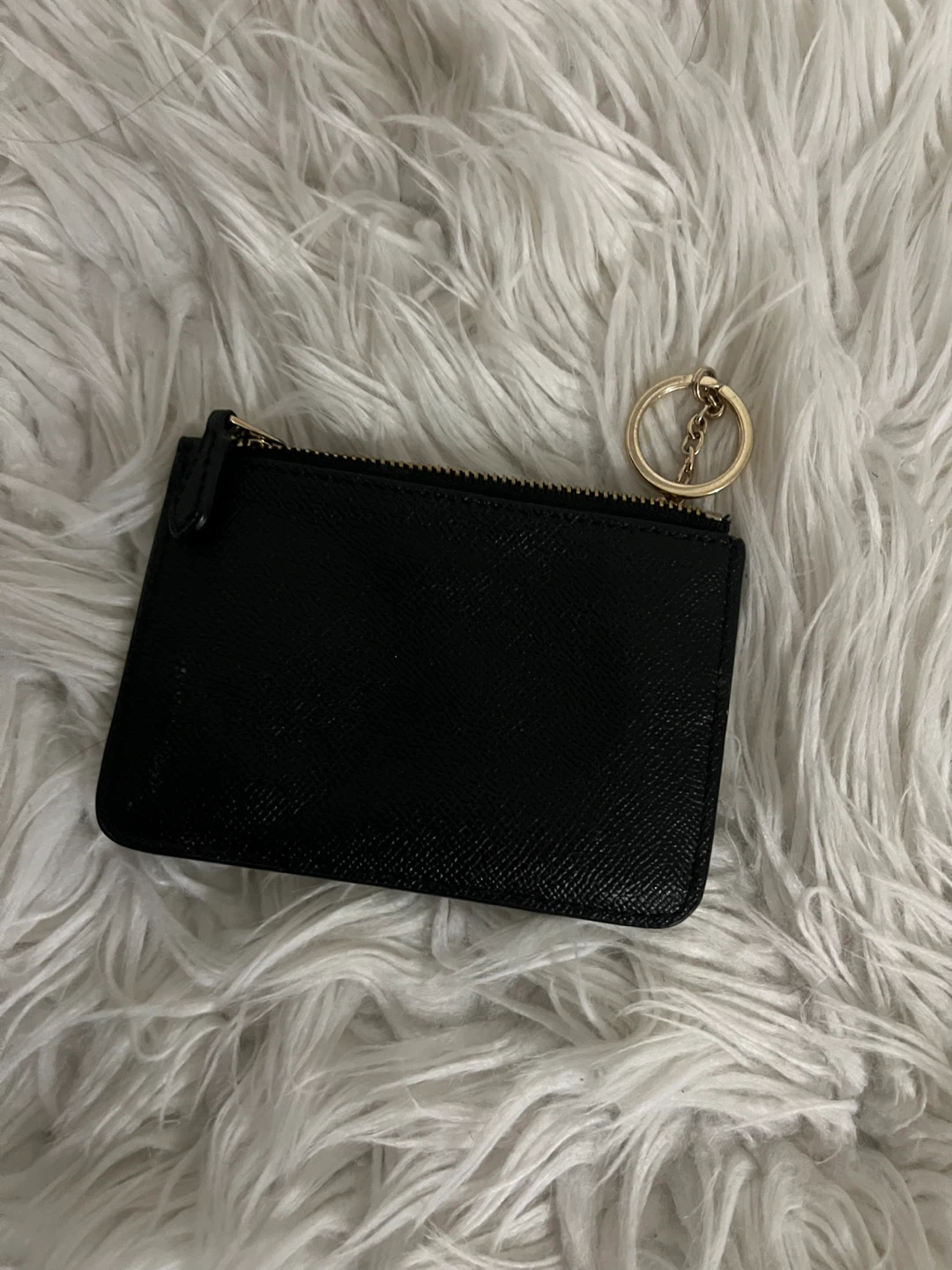 Coach Black Leather Coin Pouch with Keychain - photo 2