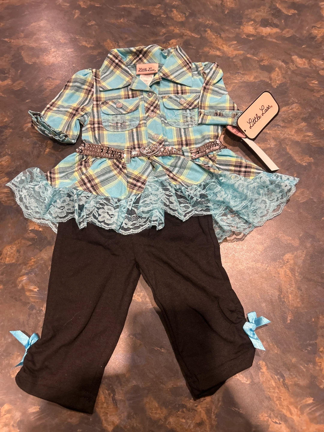 Little Lass Plaid Top and Pants Set