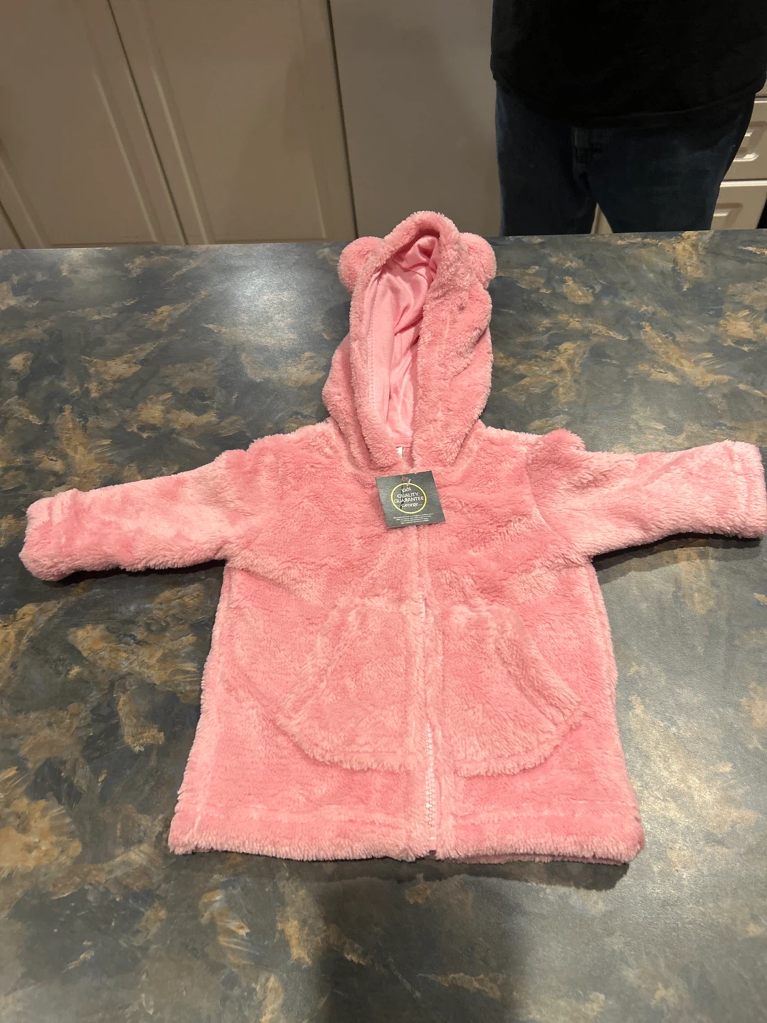 George Pink Faux Fur Hooded Jacket with Ears