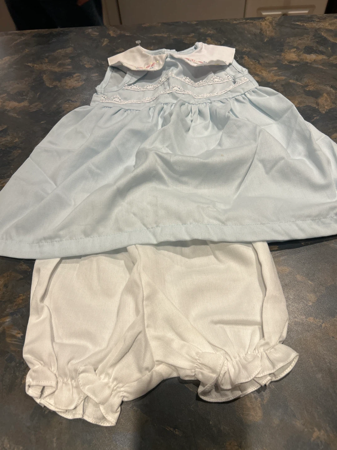Baby Girl Blue Dress and White Bloomer Set