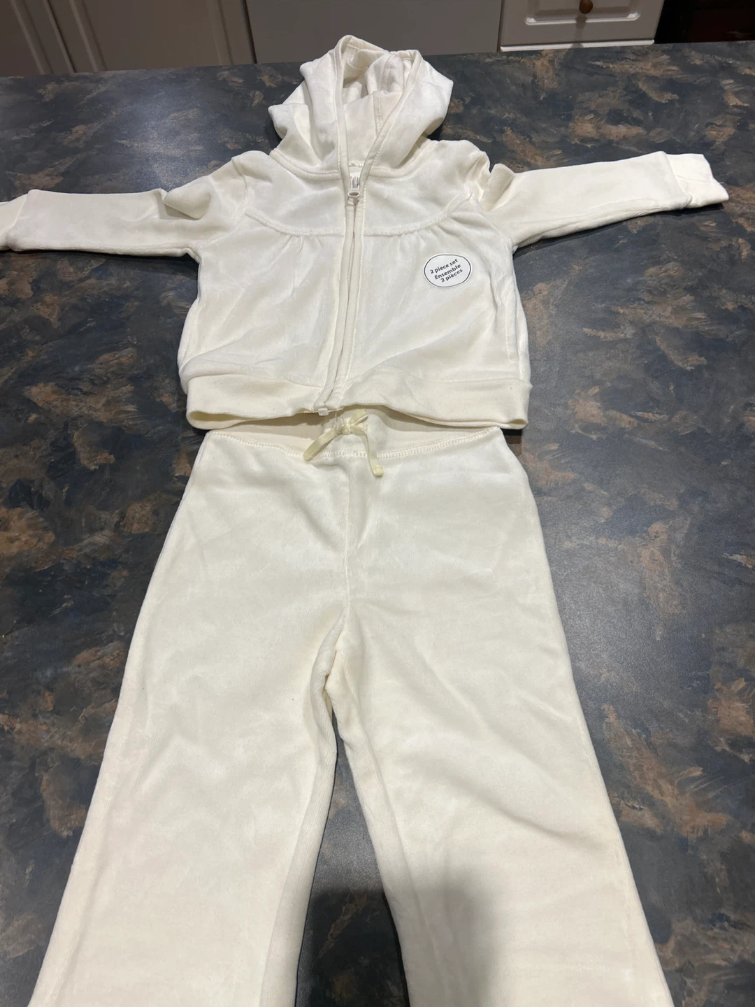 Baby Velour Tracksuit Set - Cream