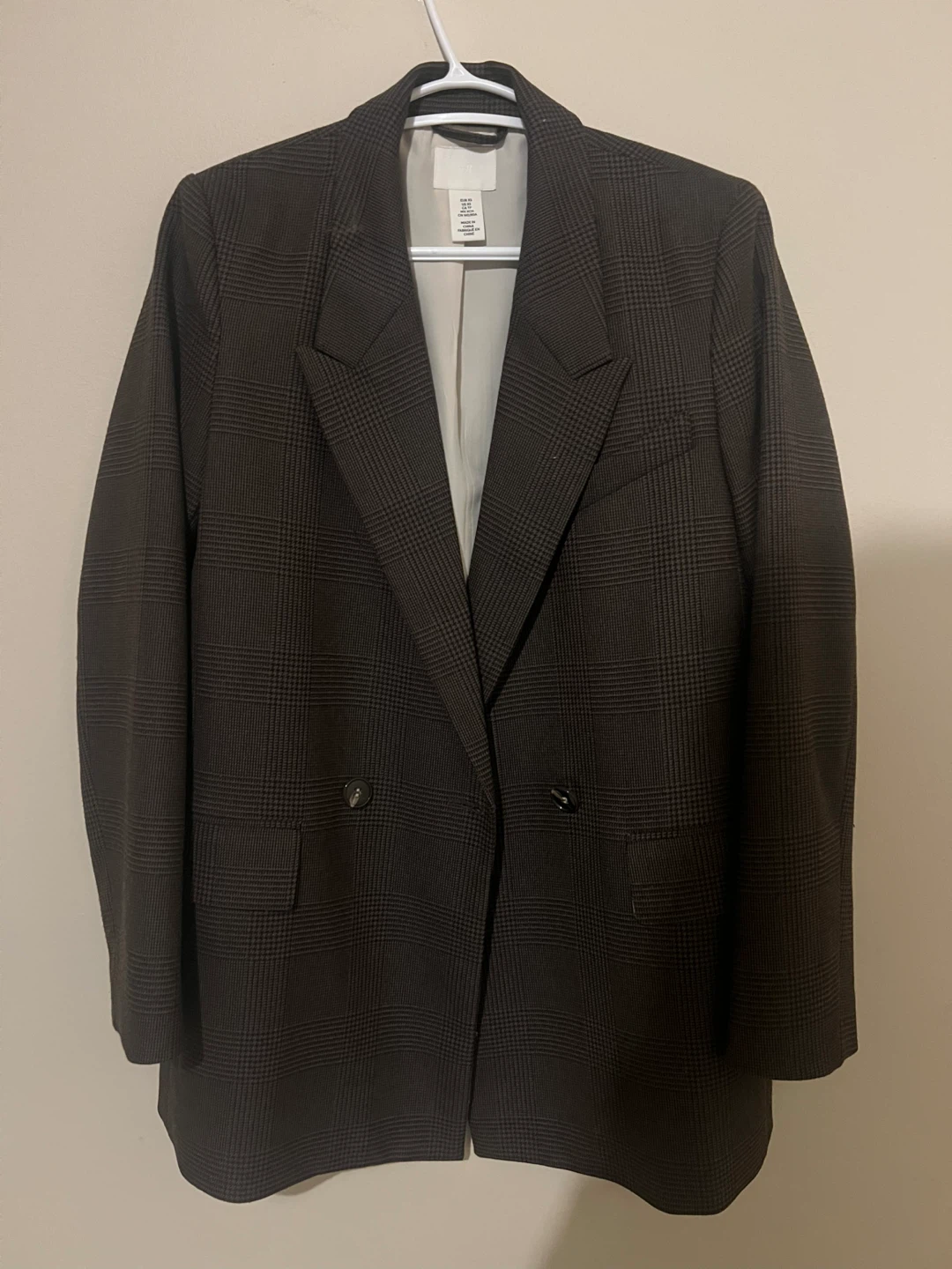 H&M Plaid Double-Breasted Blazer
