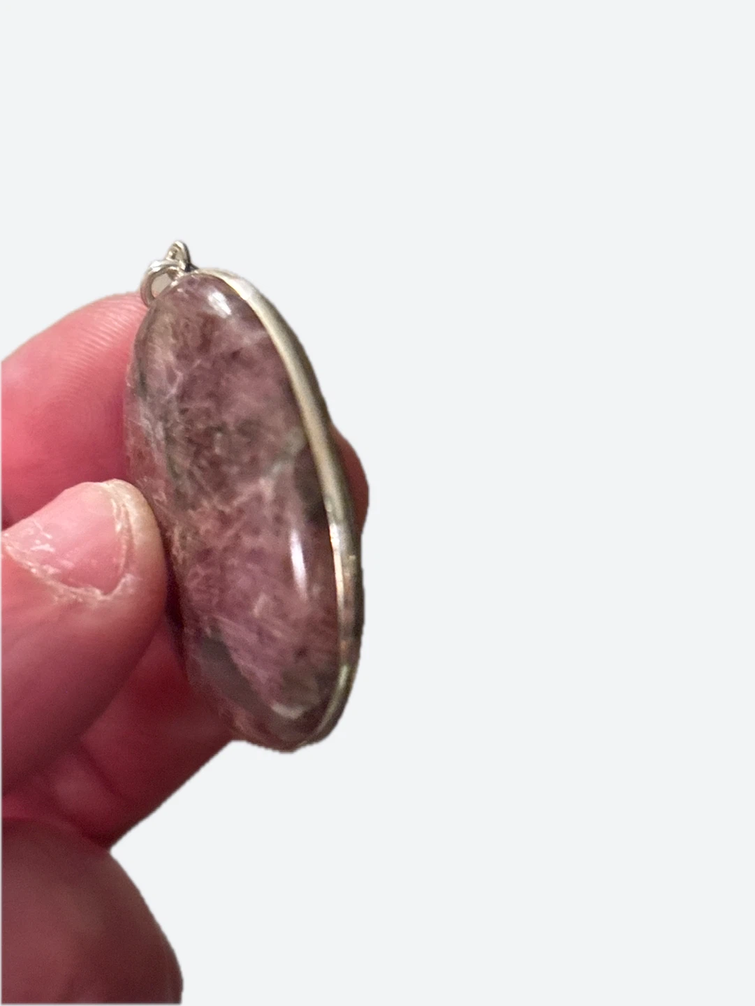 Oval Pink Gemstone Pendant with Sterling Silver frame - photo 4
