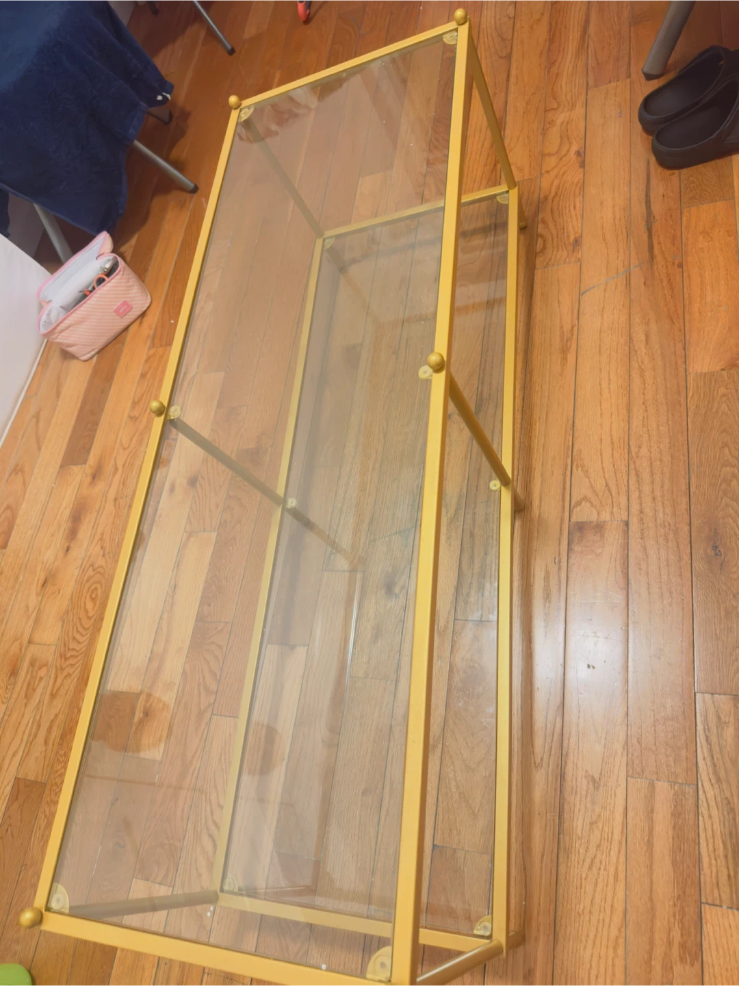 Gold Metal and Glass Two-Tier Shelf - photo 4