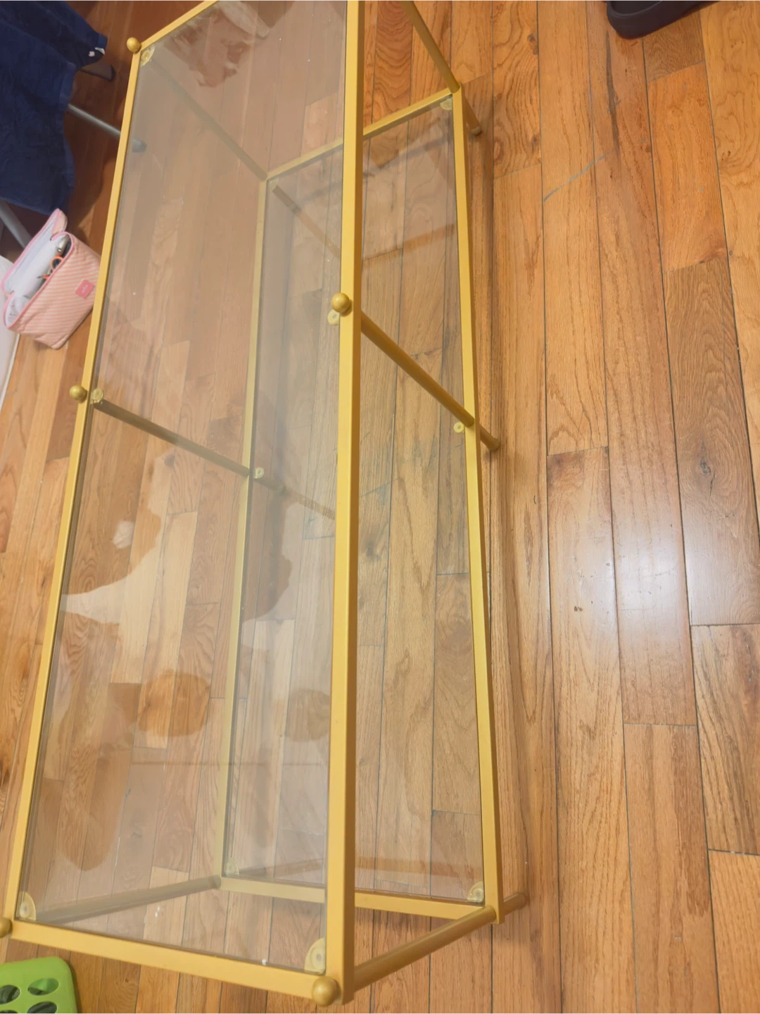 Gold Metal and Glass Two-Tier Shelf - photo 3