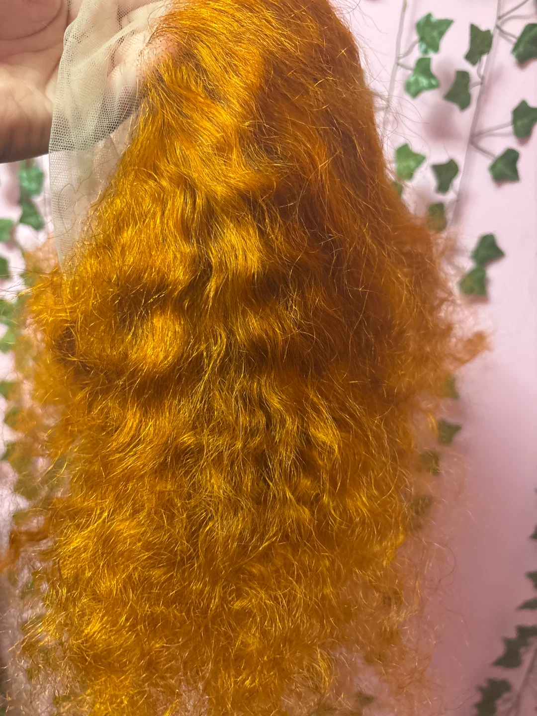 Human Hair Orange Curly Lace Front Wig 18’