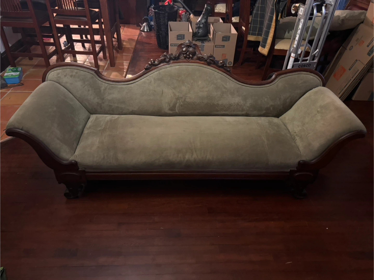 Antique Victorian Mahogany Carved Sofa – Family Heirloom