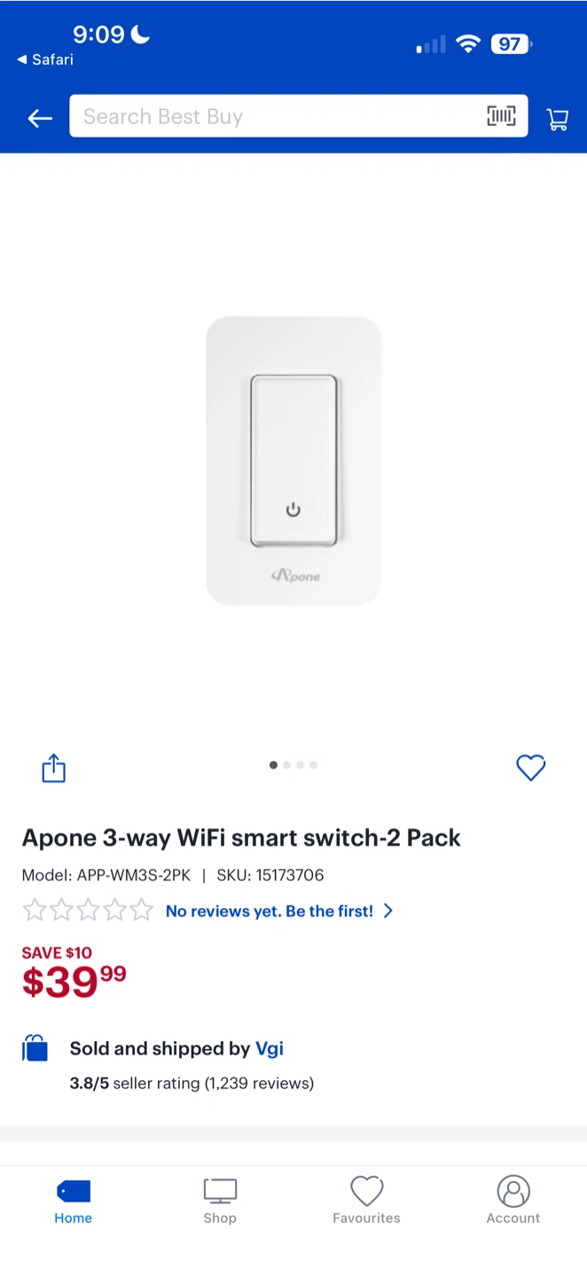Apone 3-way Smart Switch - White - photo 3