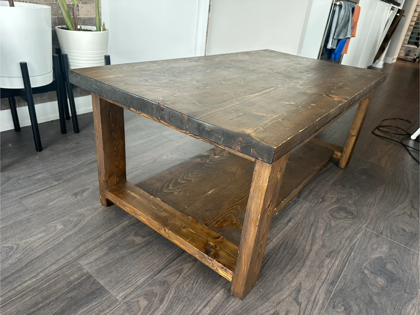 Rustic Wood Coffee Table with Shelf - photo 3