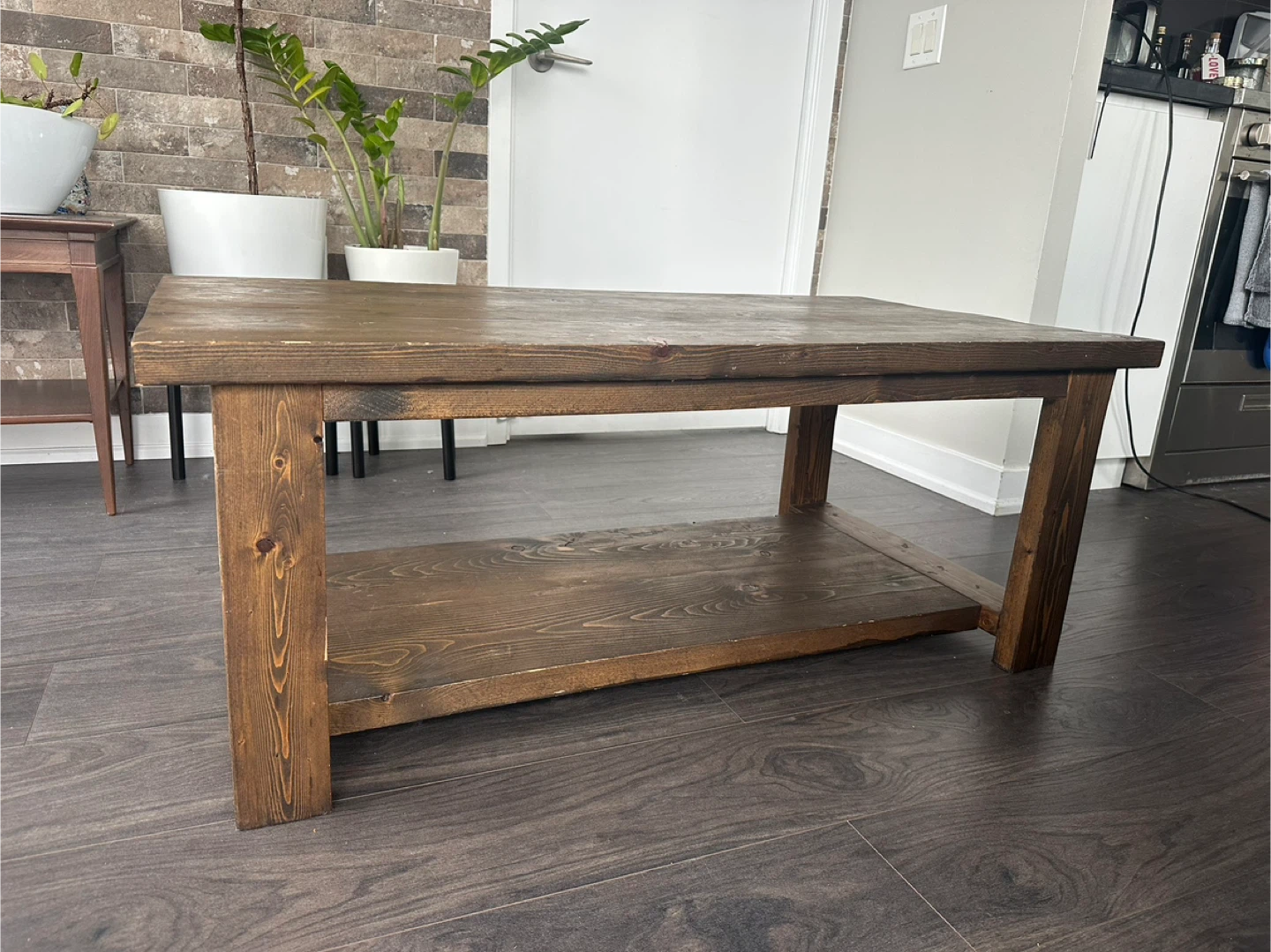 Rustic Wood Coffee Table with Shelf