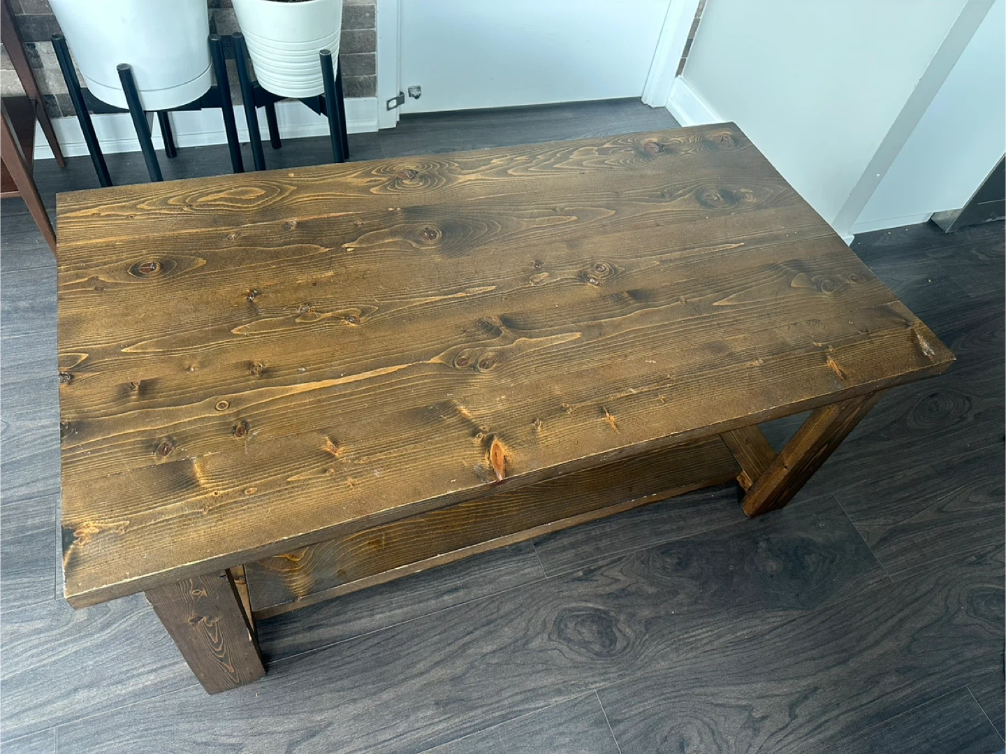 Rustic Wood Coffee Table with Shelf - photo 2