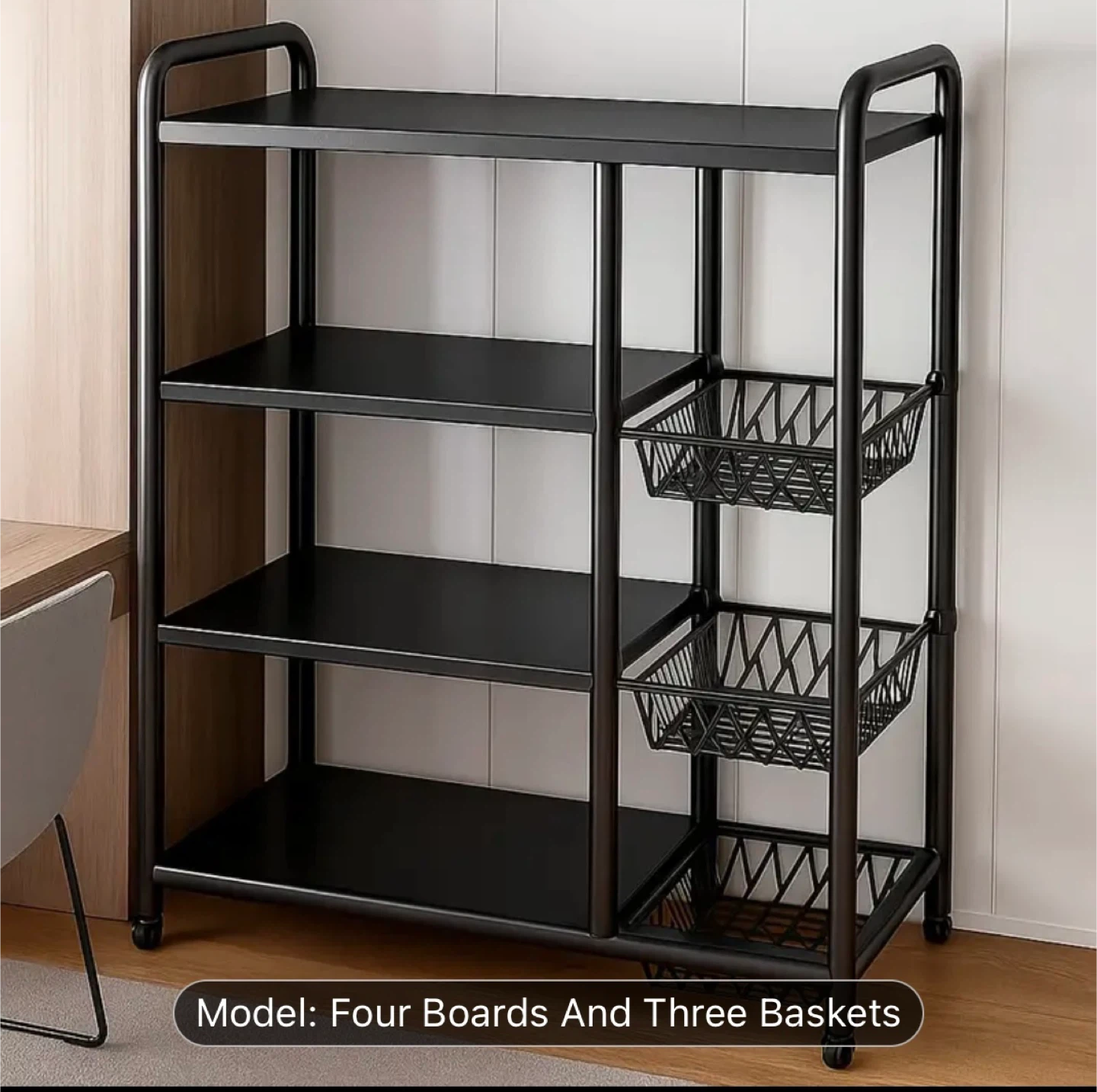 Four-Tiered Kitchen Storage Rack with Three Baskets - photo 2