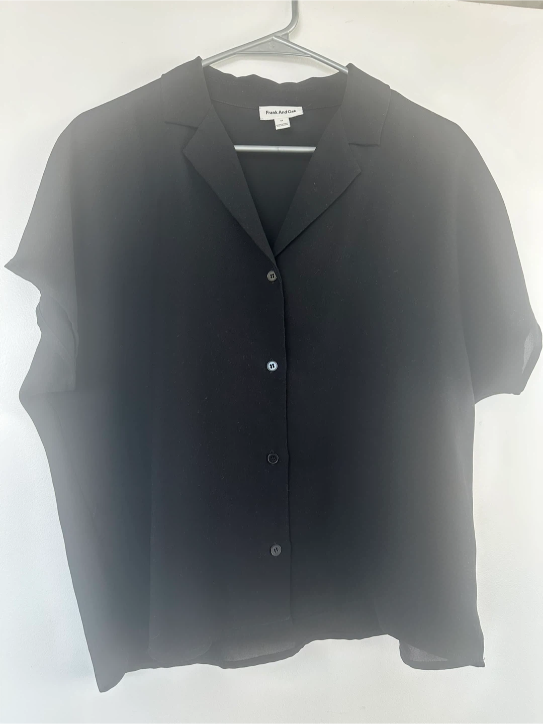 Frank And Oak Black Button-Up Shirt