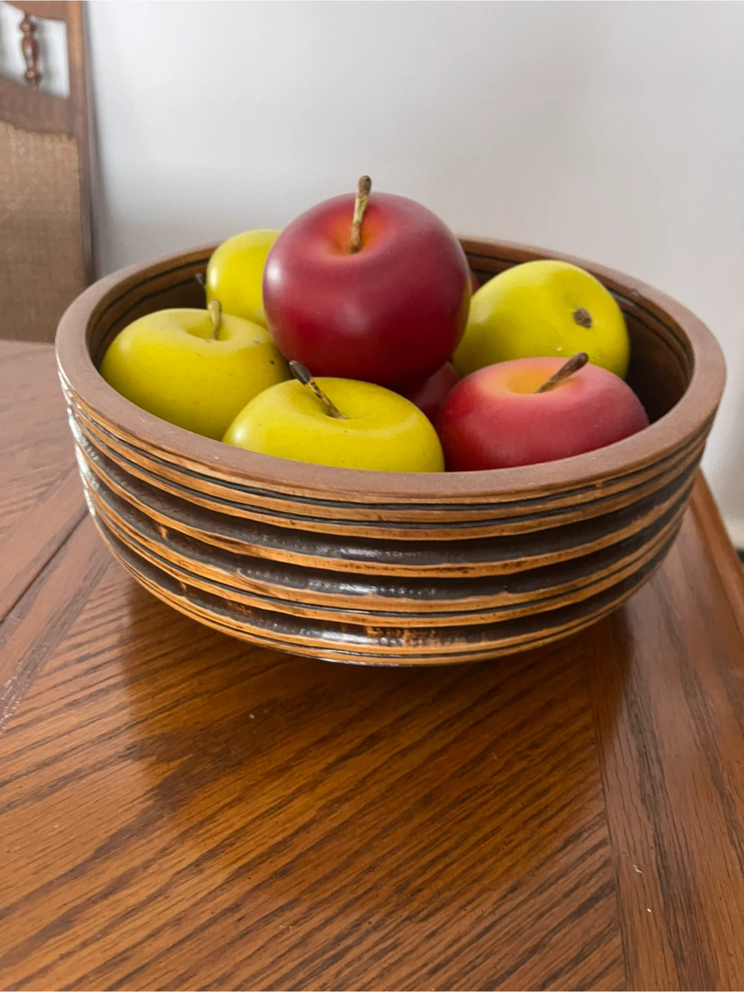 Decorative Apples and Wooden Bowl