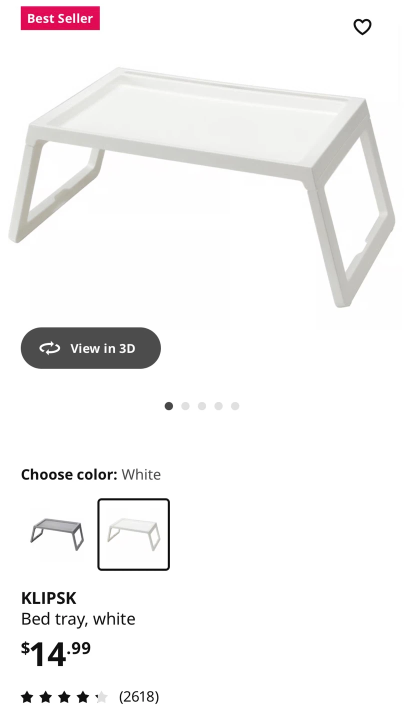 IKEA Bed Tray - White