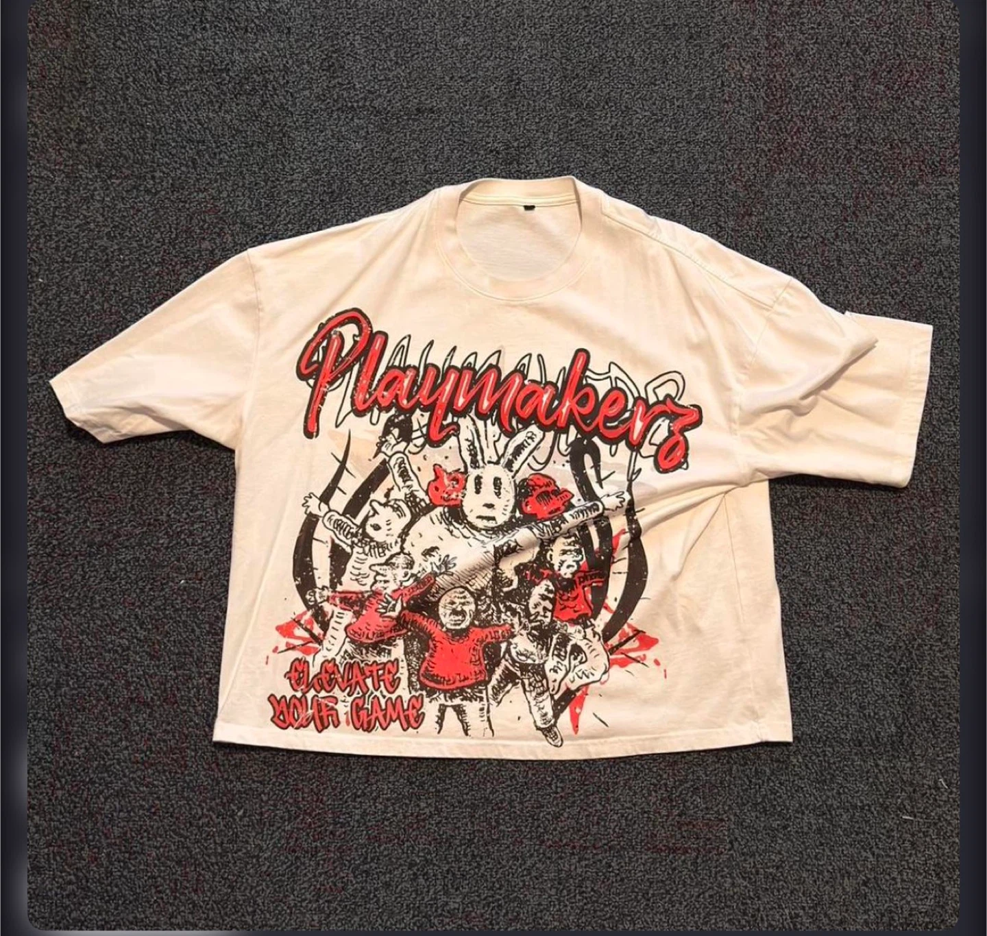 Playmakerz Red/White Cropped Tee. Size L