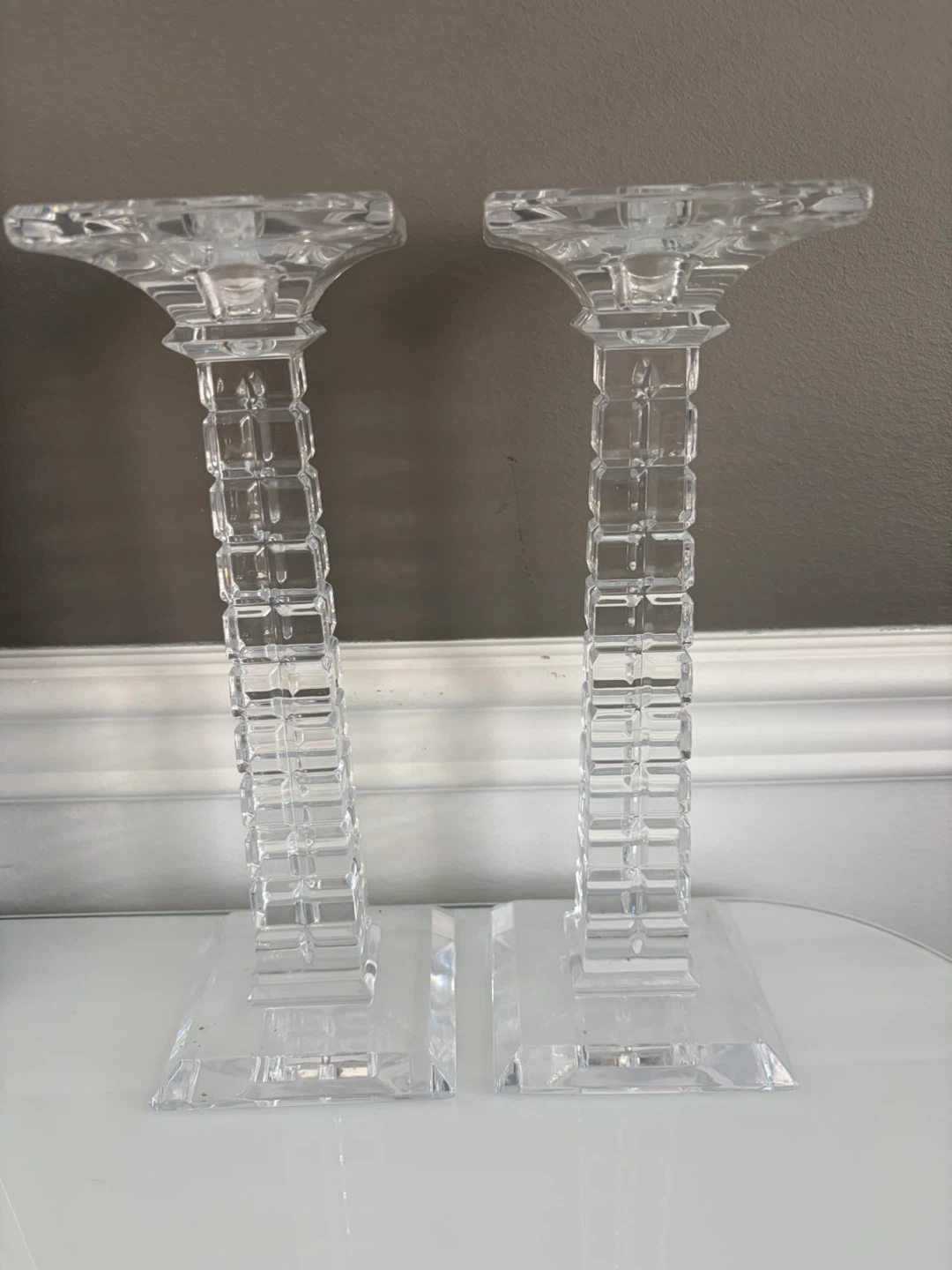 Clear Crystal Candlesticks - Pair