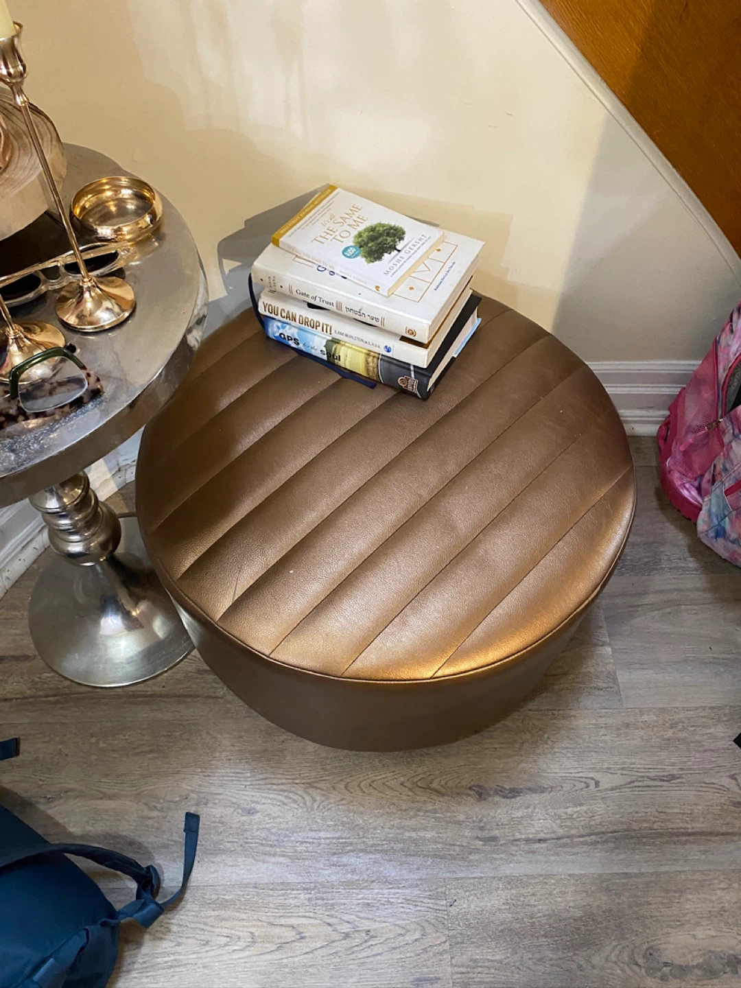 Bronze Tufted Round Ottoman Pouf - photo 2
