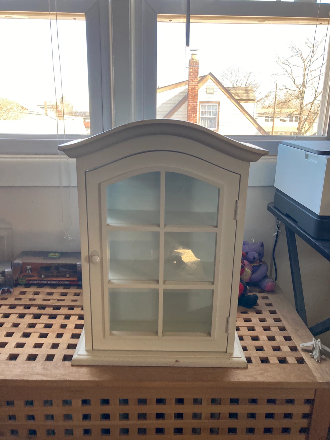 White Wall Cabinet with Glass Door