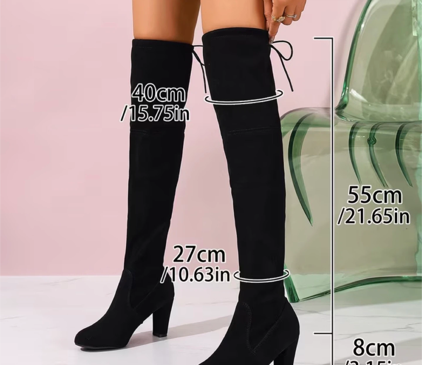 Black Suede Over-the-Knee Boots - photo 4