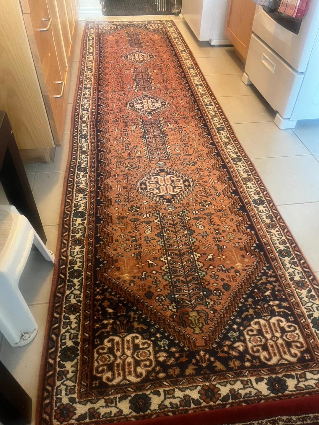 Persian Style Runner Rug - Orange, Blue, Black - photo 2
