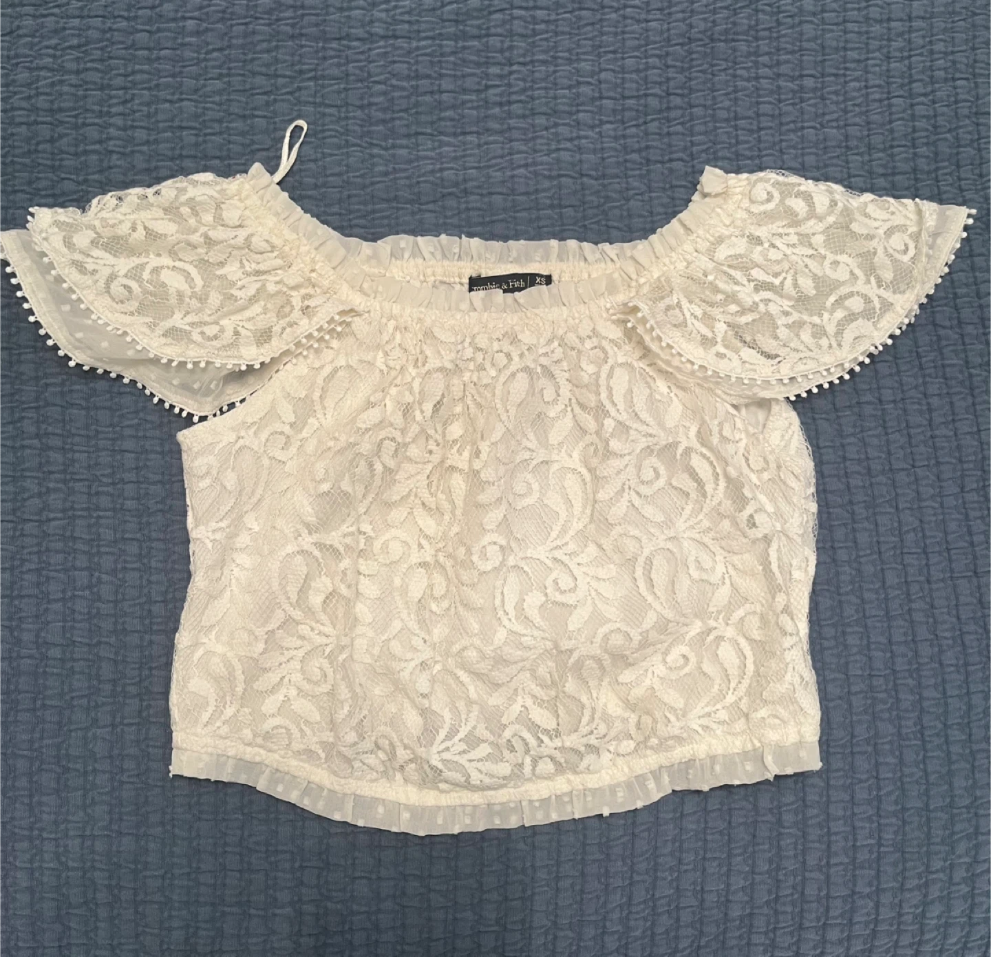 White Lace Off-the-Shoulder Top - Abercrombie & Fitch