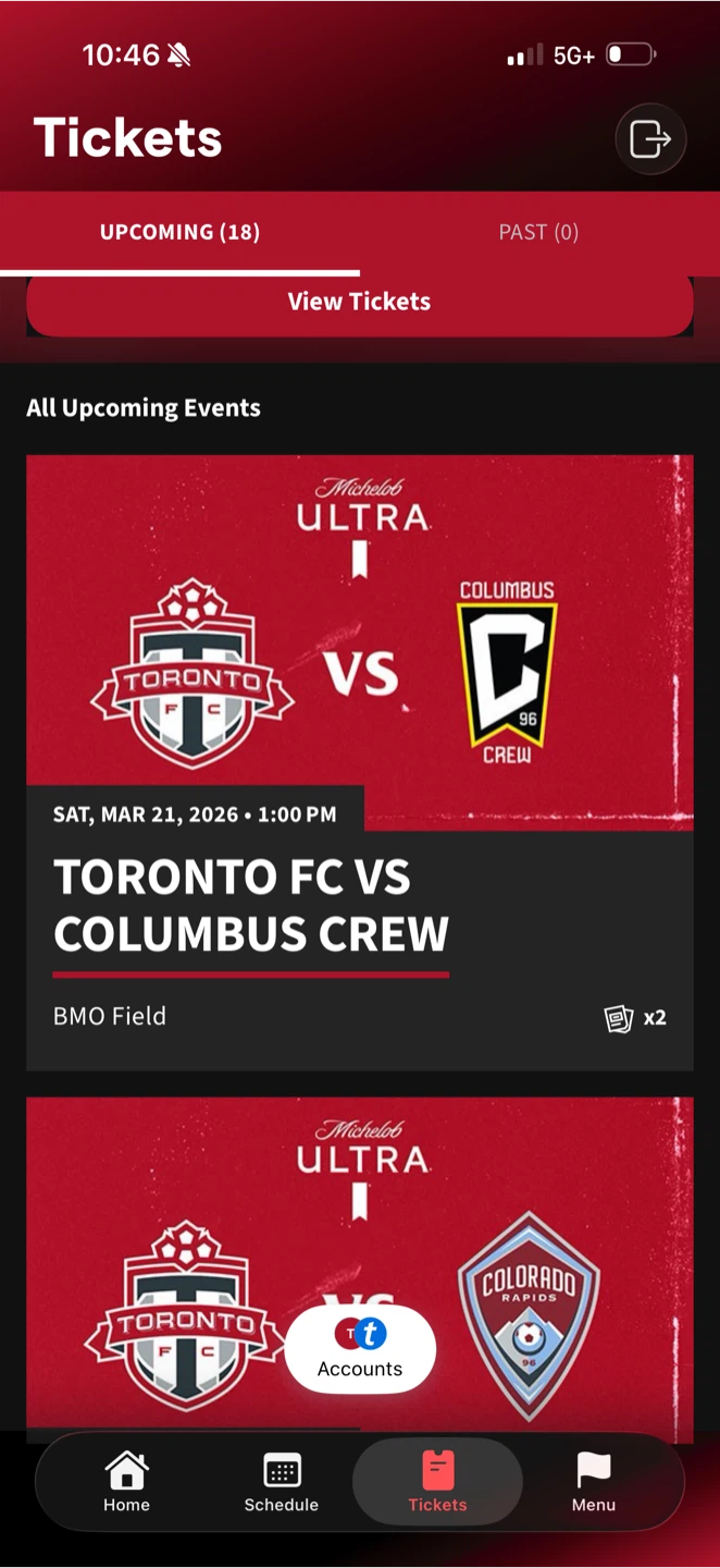 Toronto FC vs Columbus Crew Soccer Game Ticket