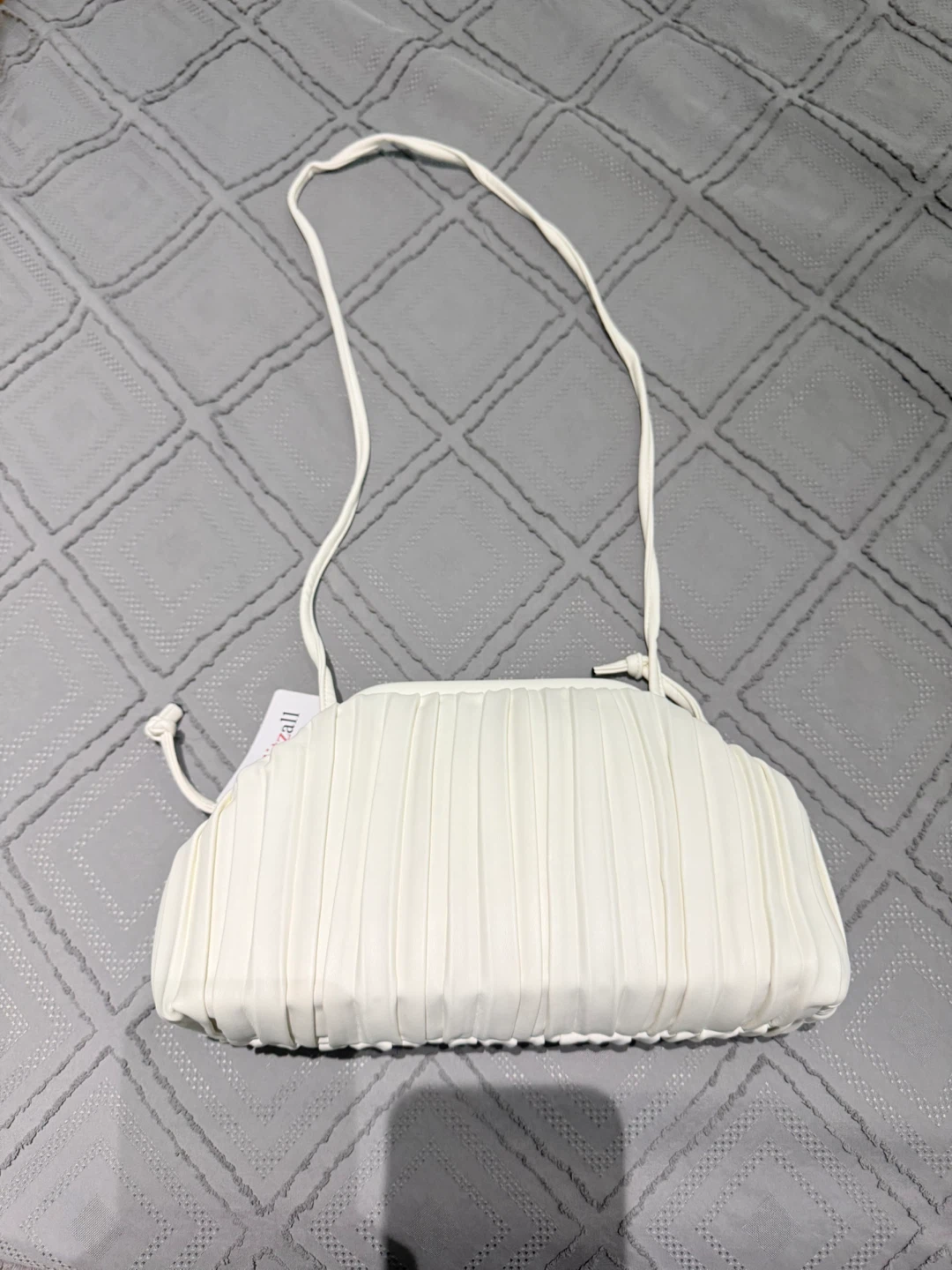 Glitzall White Pleated Clutch Bag
