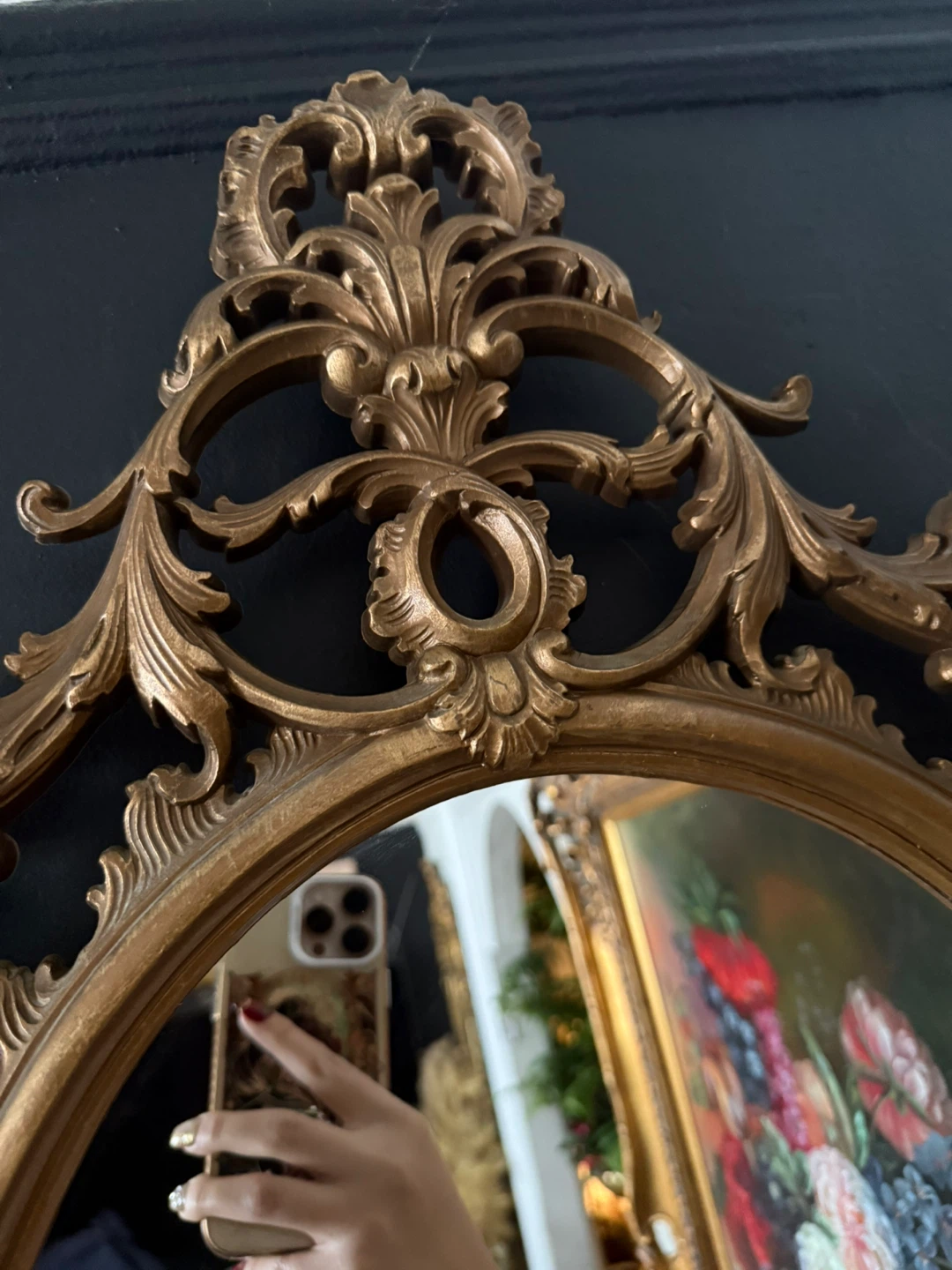 Ornate Vintage Syroco Gold Oval Mirror (price firm) - photo 2