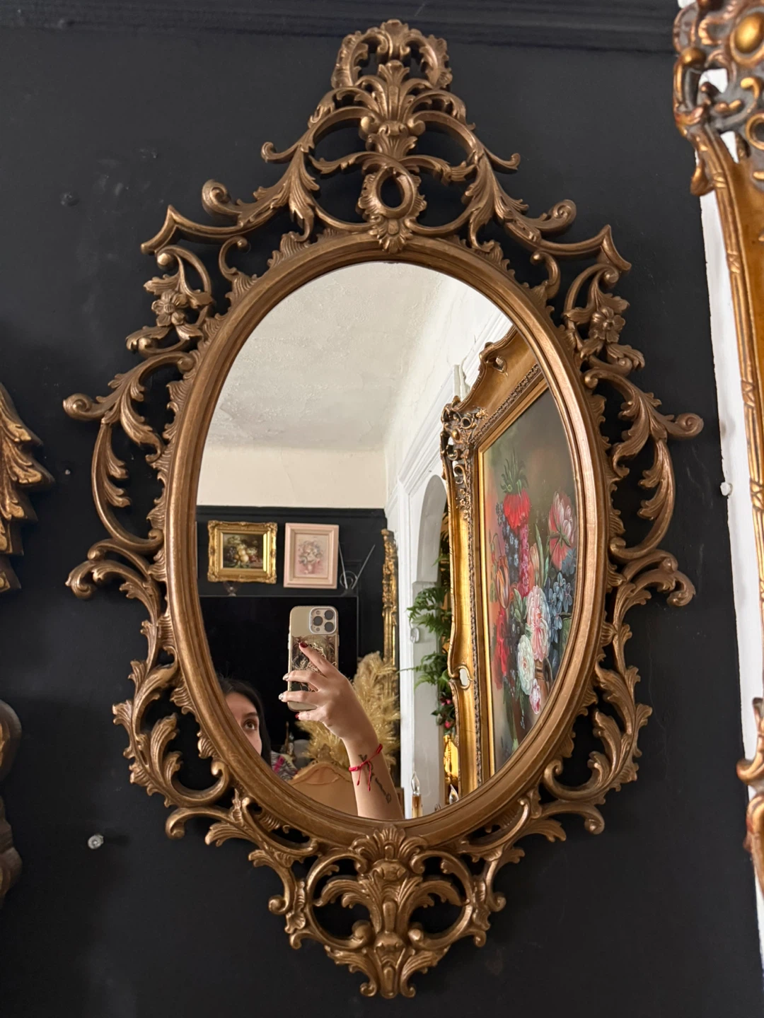 Ornate Vintage Syroco Gold Oval Mirror (price firm)