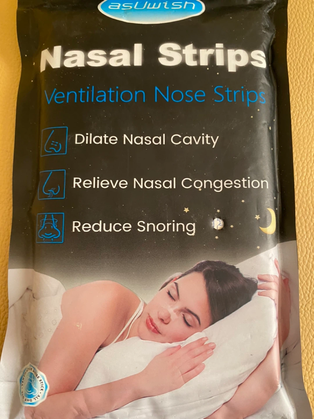 asUwish Nasal Strips for Breathing and Snoring Relief