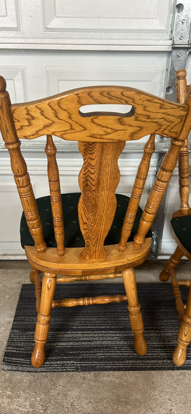 Set of 3 Wooden Dining Chairs with Green Upholstery - photo 3