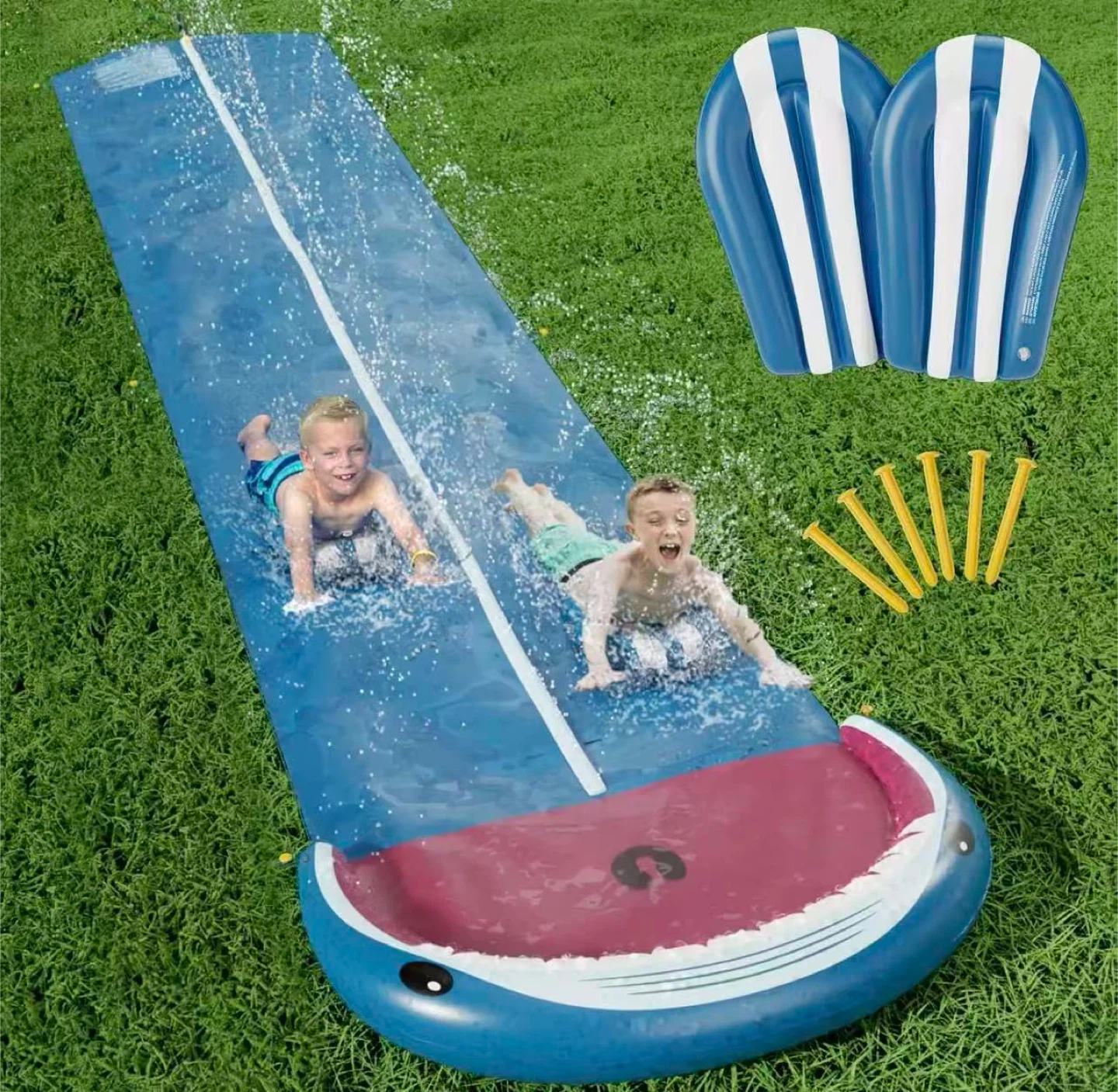 5 Ft Wide Double Lane Inflatable Water Slide for Kids
