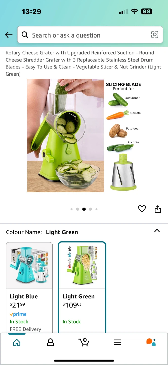 Zulay Kitchen Rotary Cheese Grater - Light Green - photo 3