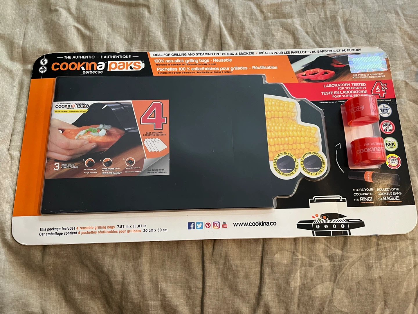 Cookina Paks 4 Reusable Non-Stick Grilling Bags