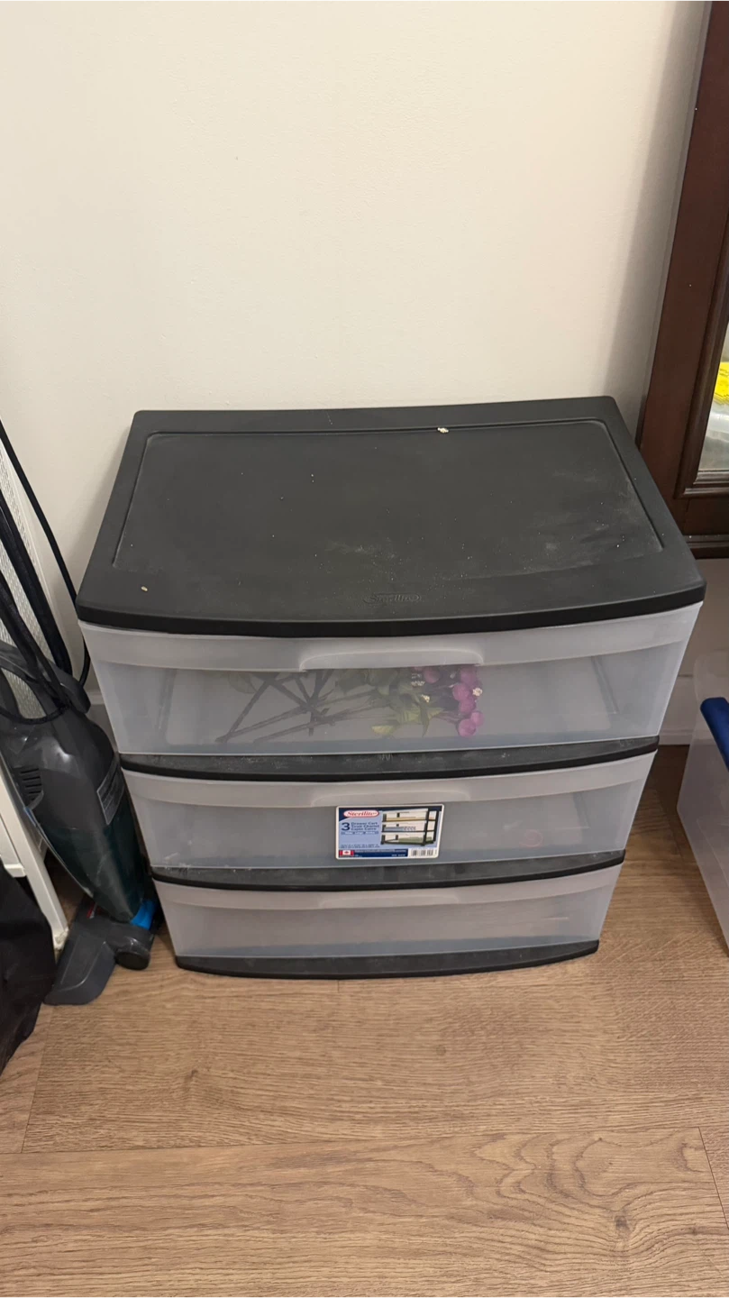 Sterilite Wide 3 Drawer Cart, Black - photo 2