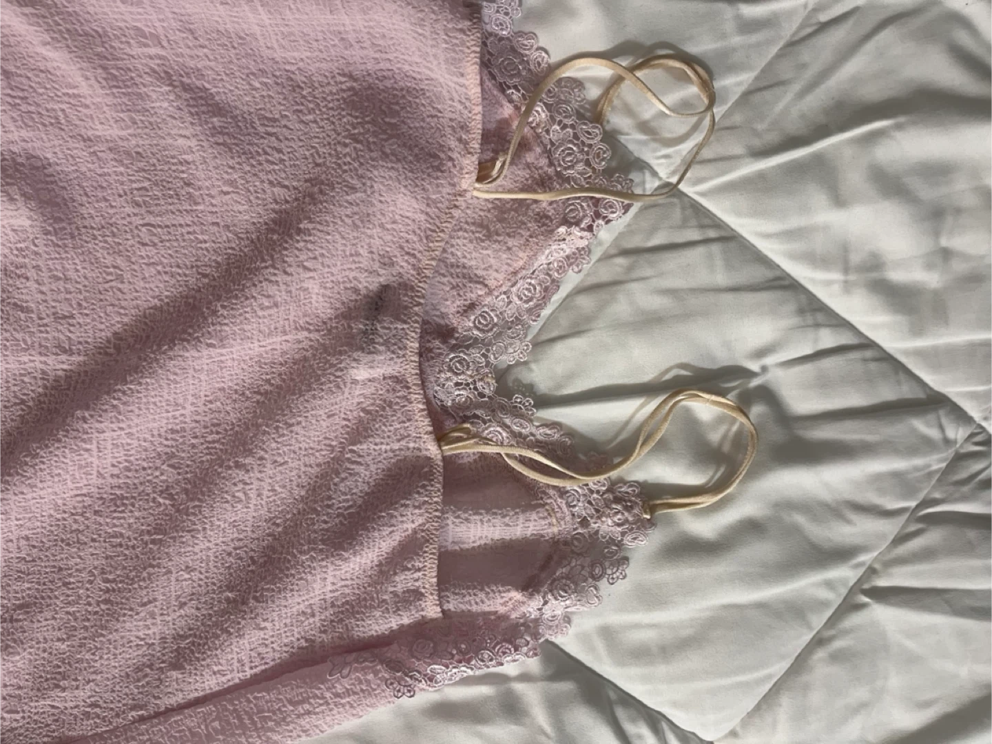 Pink Lace Trim Slip Dress