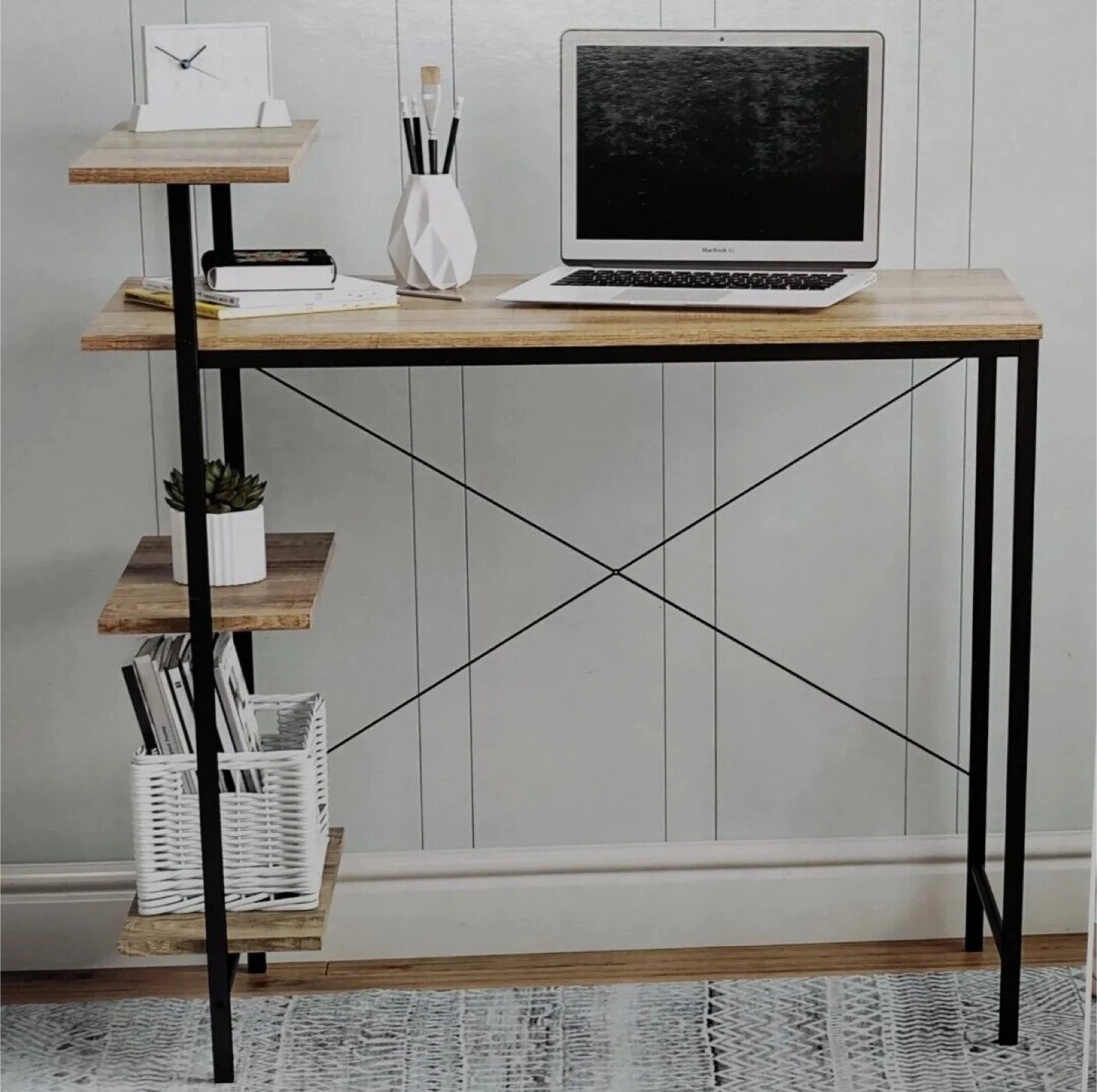 Urban Natural Compact Desk with Shelving - photo 3