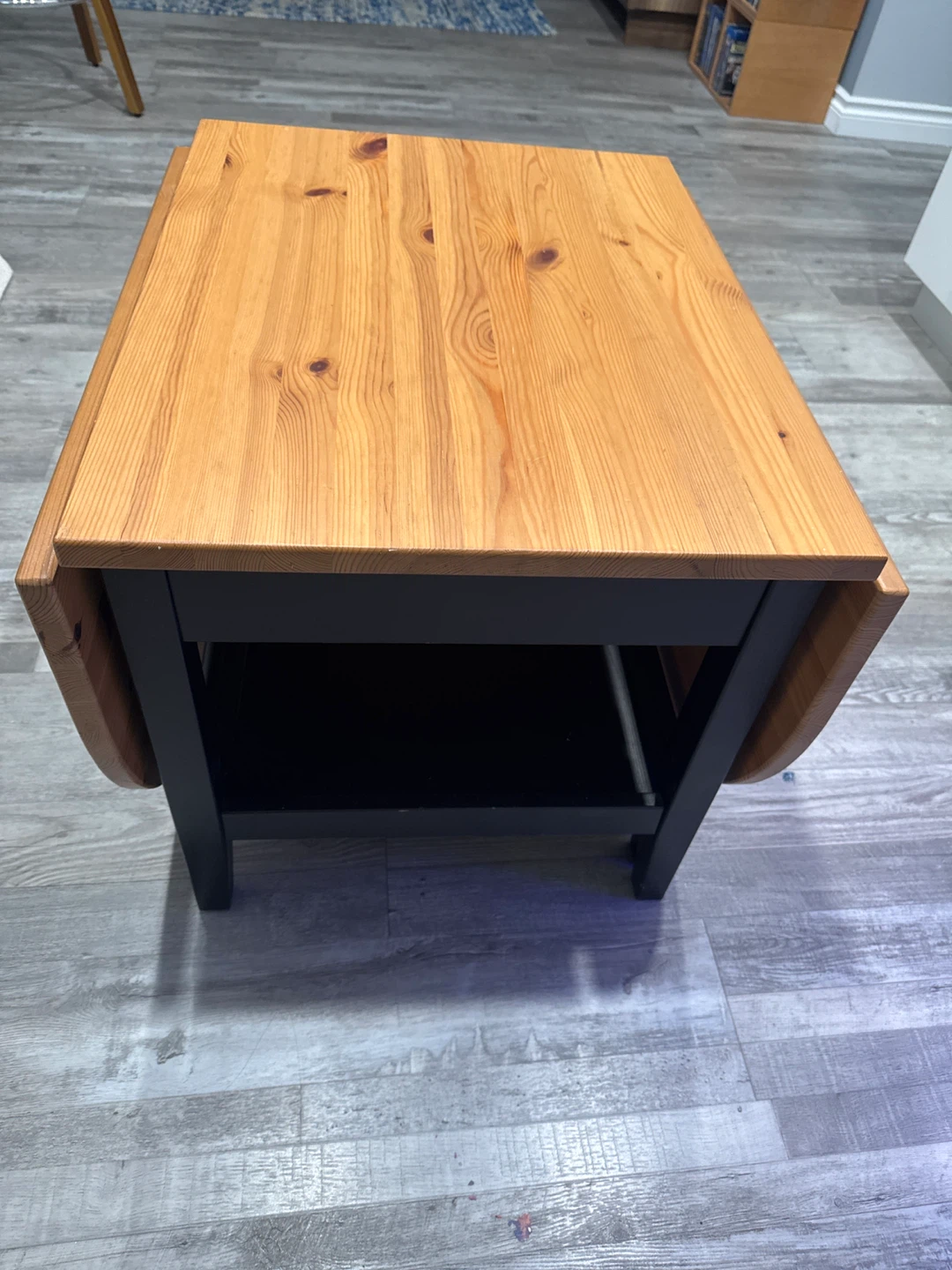 Pine Wood Drop Leaf Table with Drawer - photo 4