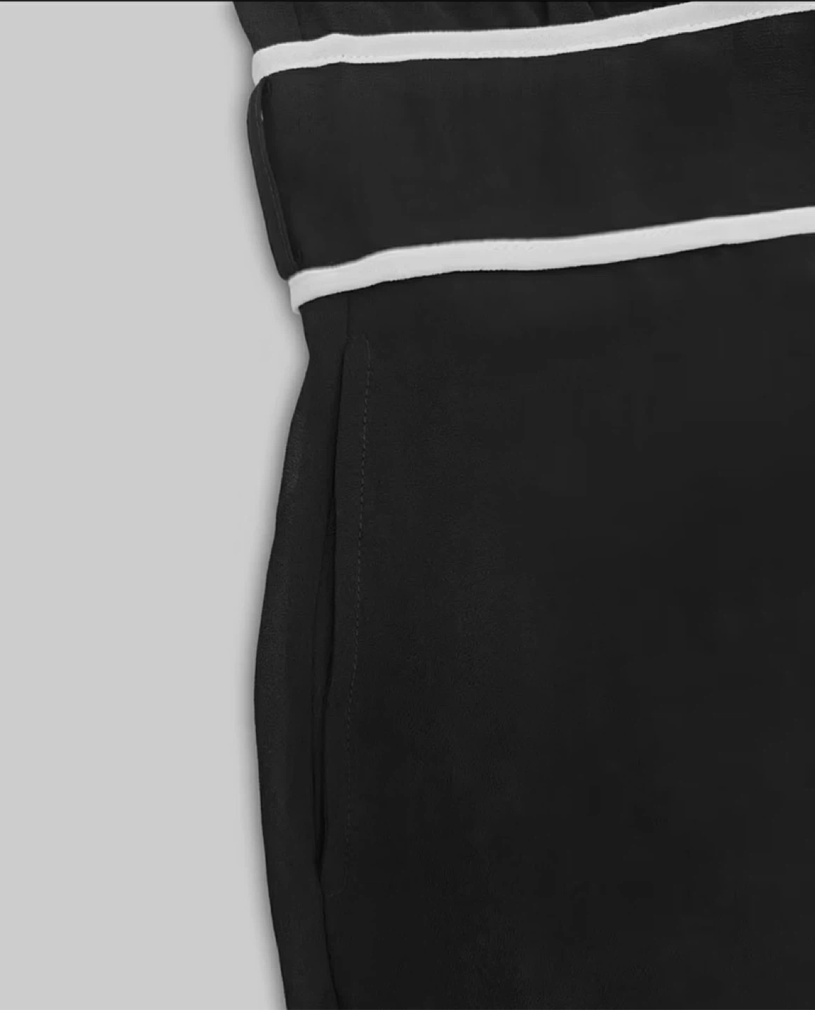 Women's Black Maxi Dress with White Trim - photo 4
