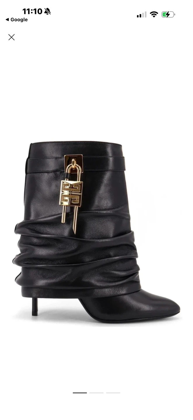 Givenchy Black Leather Shark Lock Boots