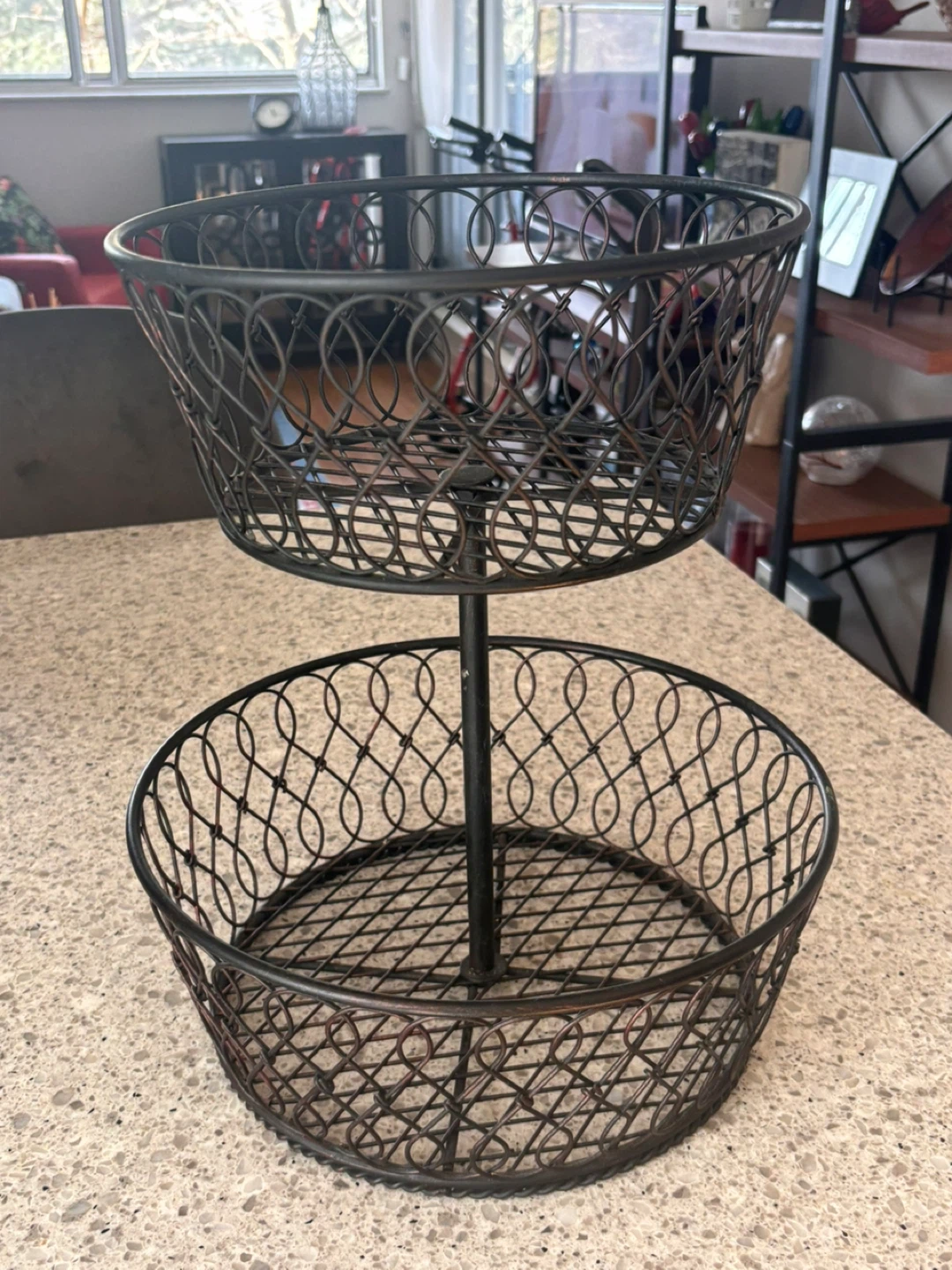 2-Tier Wire Fruit Basket Stand